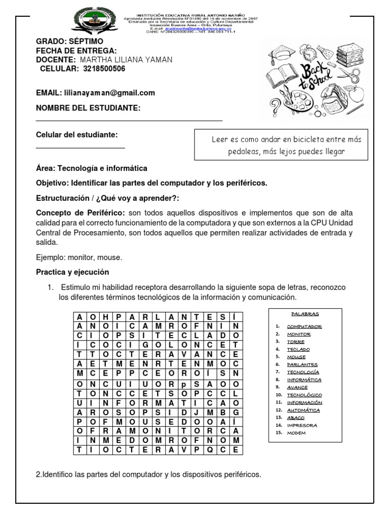 Actividades de Periféricos para Séptimo | PDF | Periférico | Hardware ...