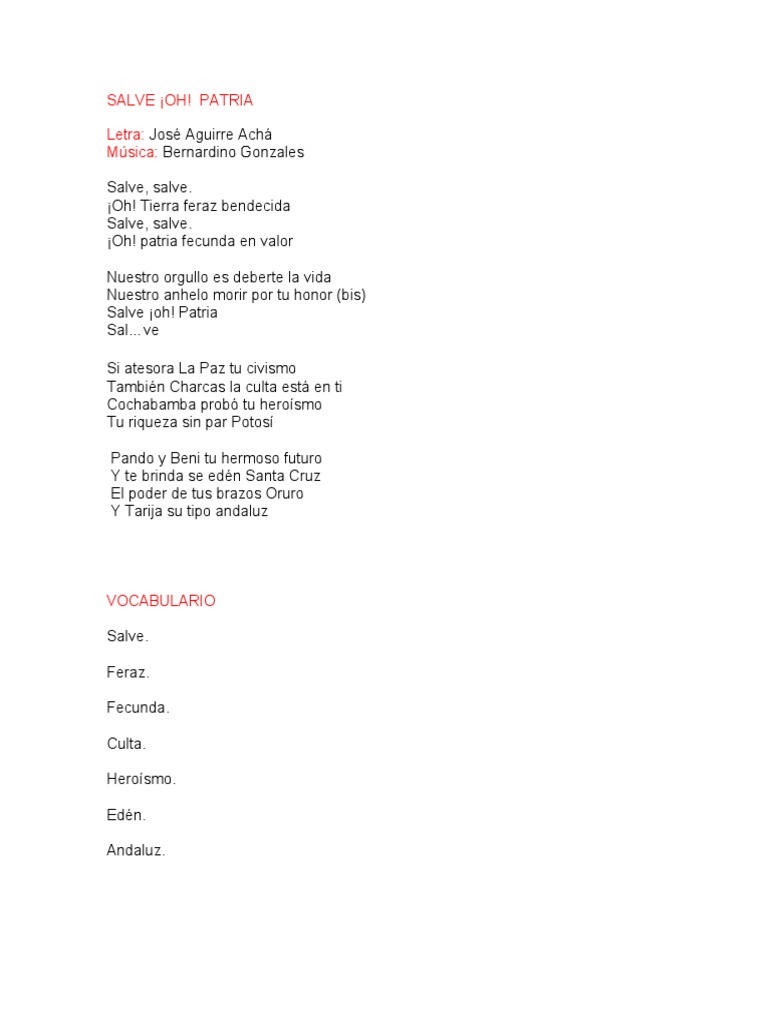 Salve ¡Oh! Patria PDF