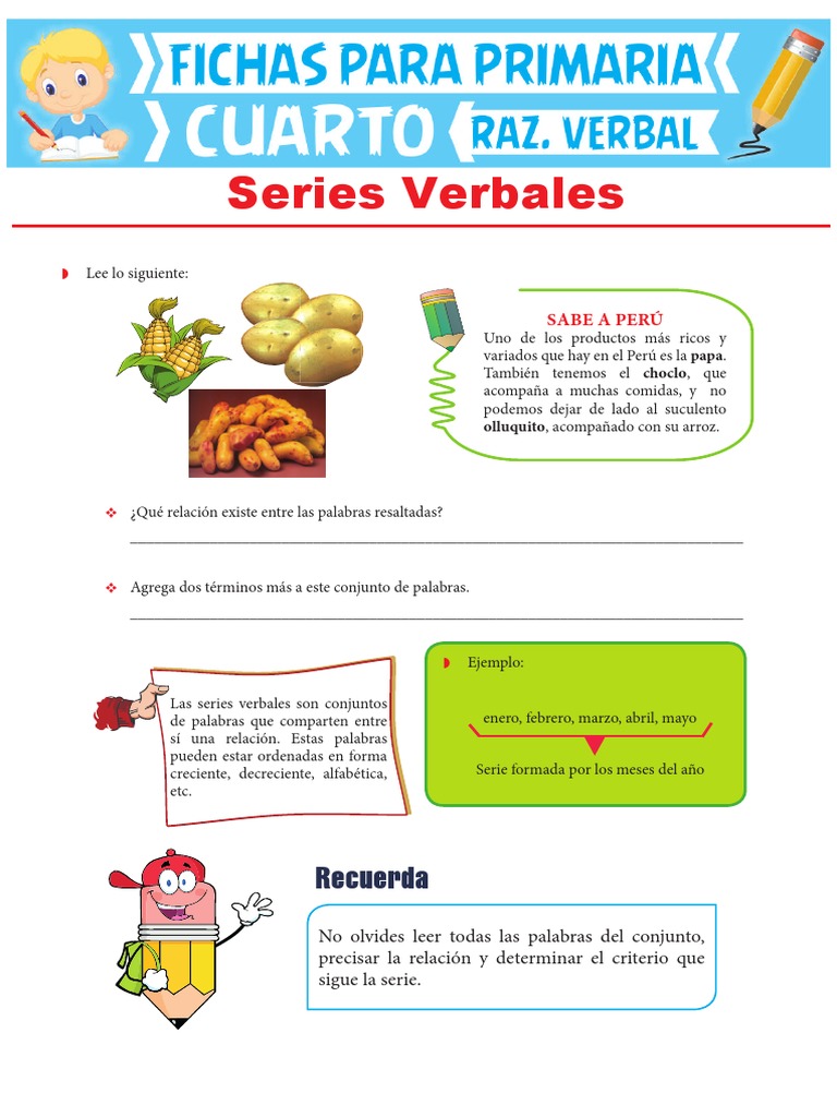 Series Verbales para Cuarto Grado de Primaria | PDF