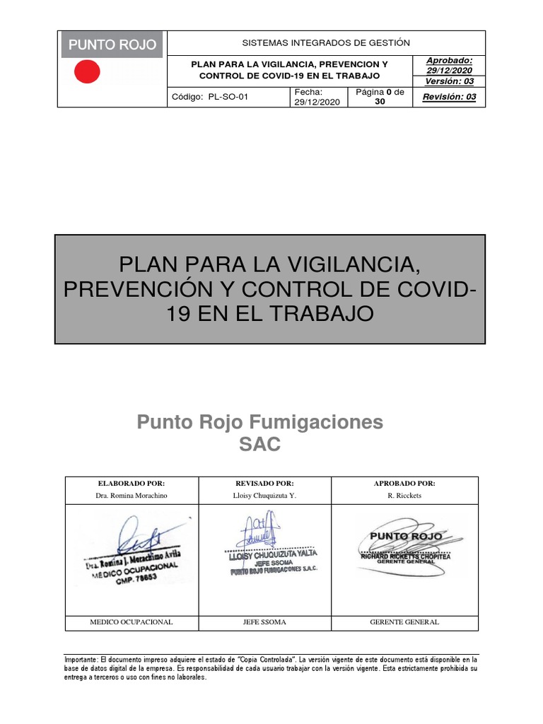 PL-SO-01 Plan para La Vigilancia Prevencion y Control de Covid 19 en El ...