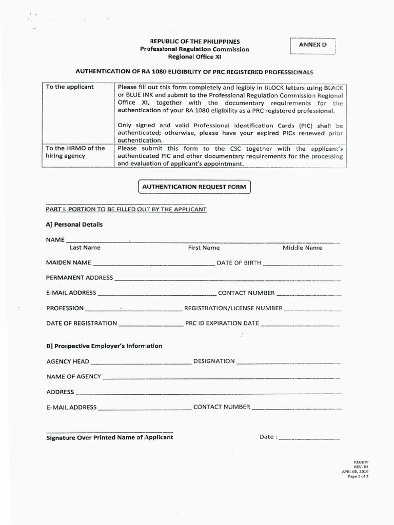 Authentication of Ra 1080 Eligibility of PRC Registered Prof PDF