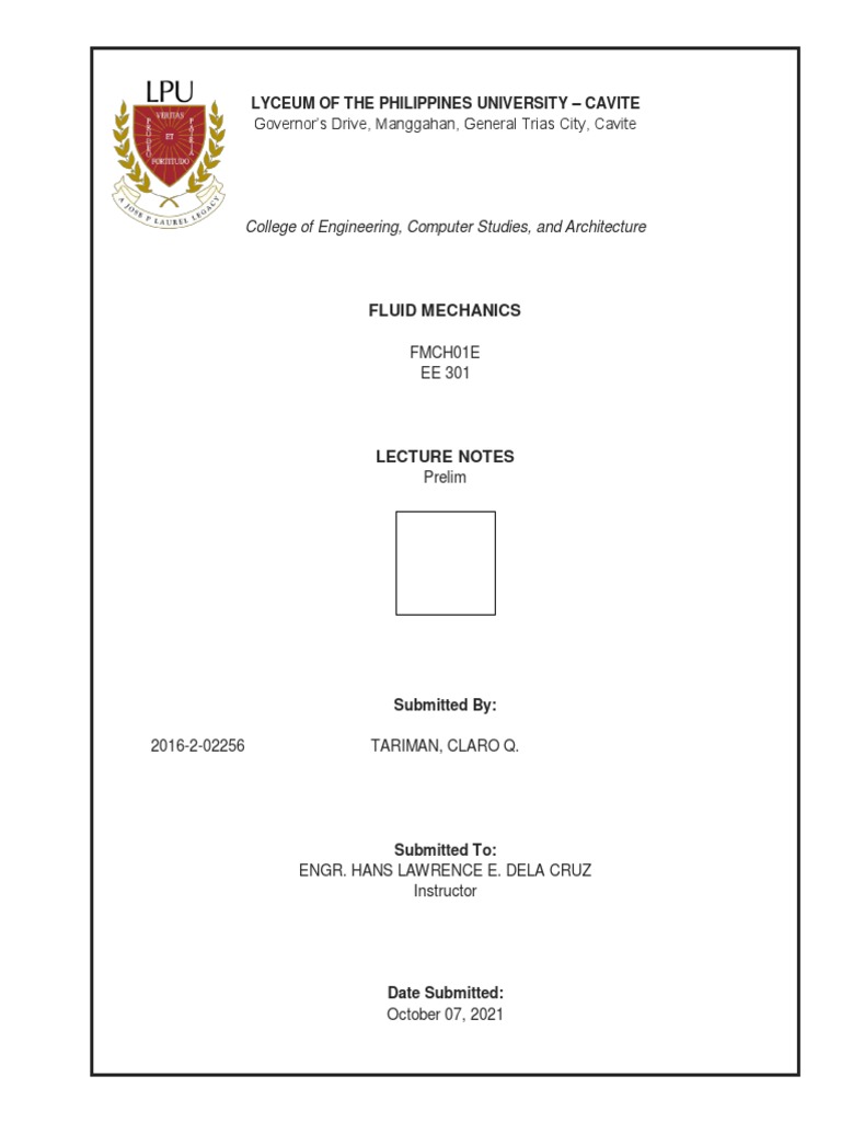 Lecture Notes - Front Page | PDF