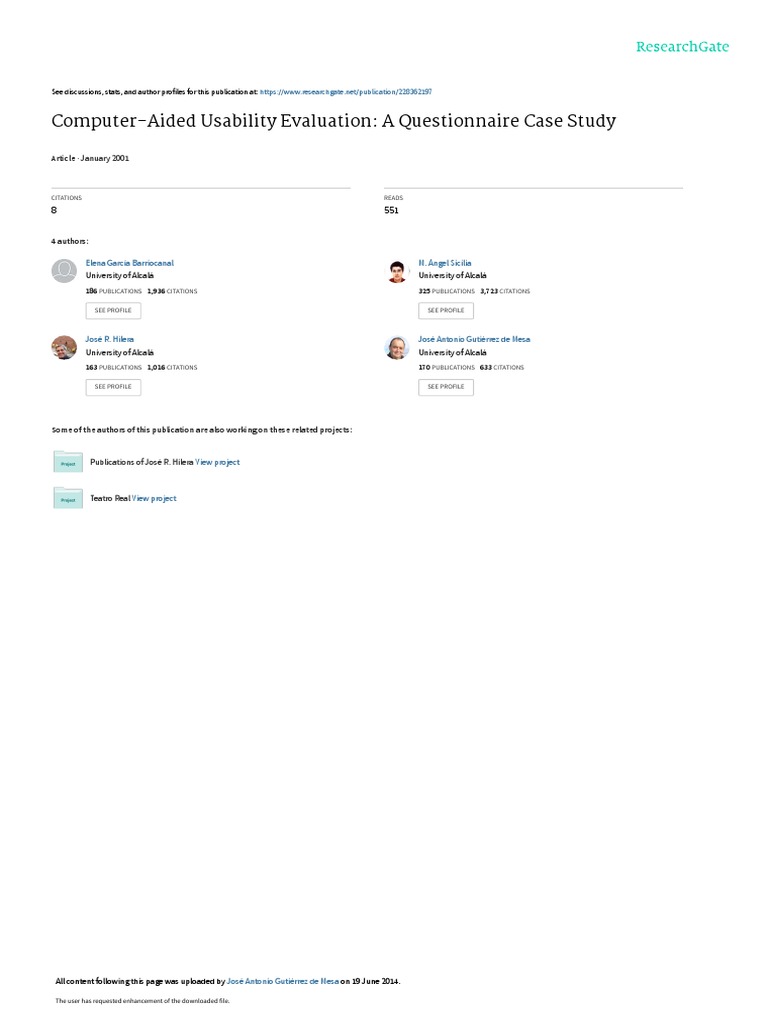 Computer-Aided Usability Evaluation: A Questionnaire Case Study | PDF ...