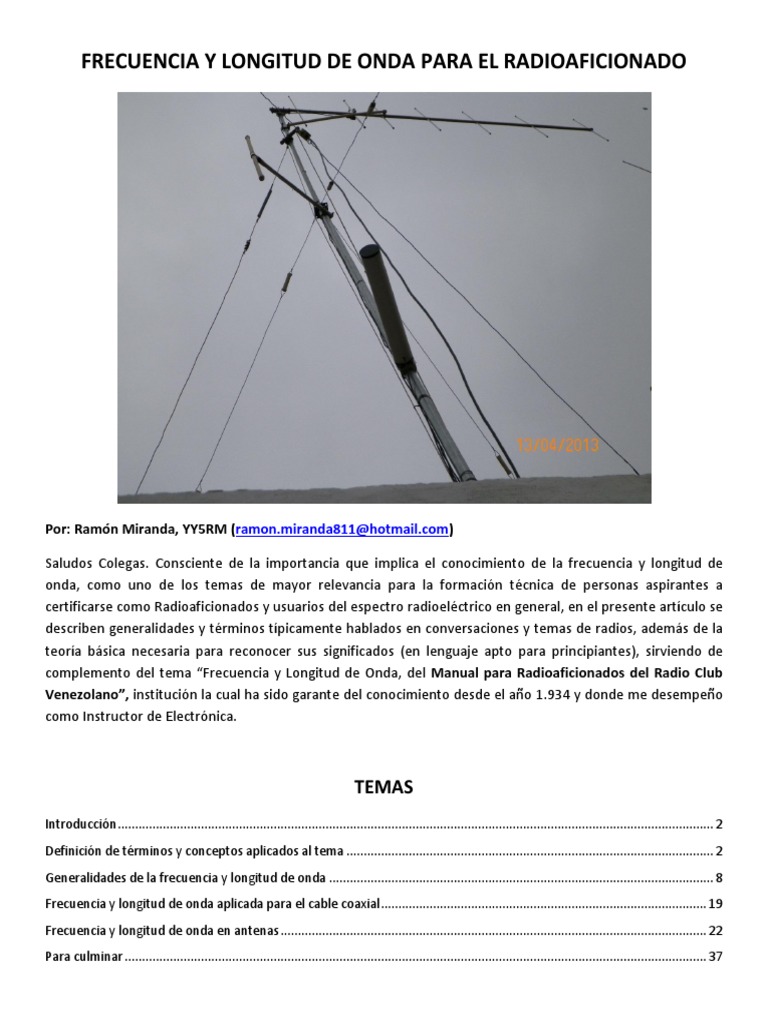 Frecuencia y Longitud de Onda en Radio | PDF | Antena (Radio ...