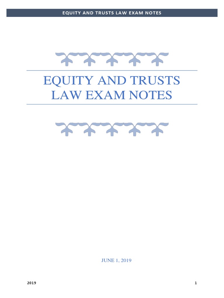 Equity and Trusts Law Exam Notes | PDF | Trust Law | Equity (Law)