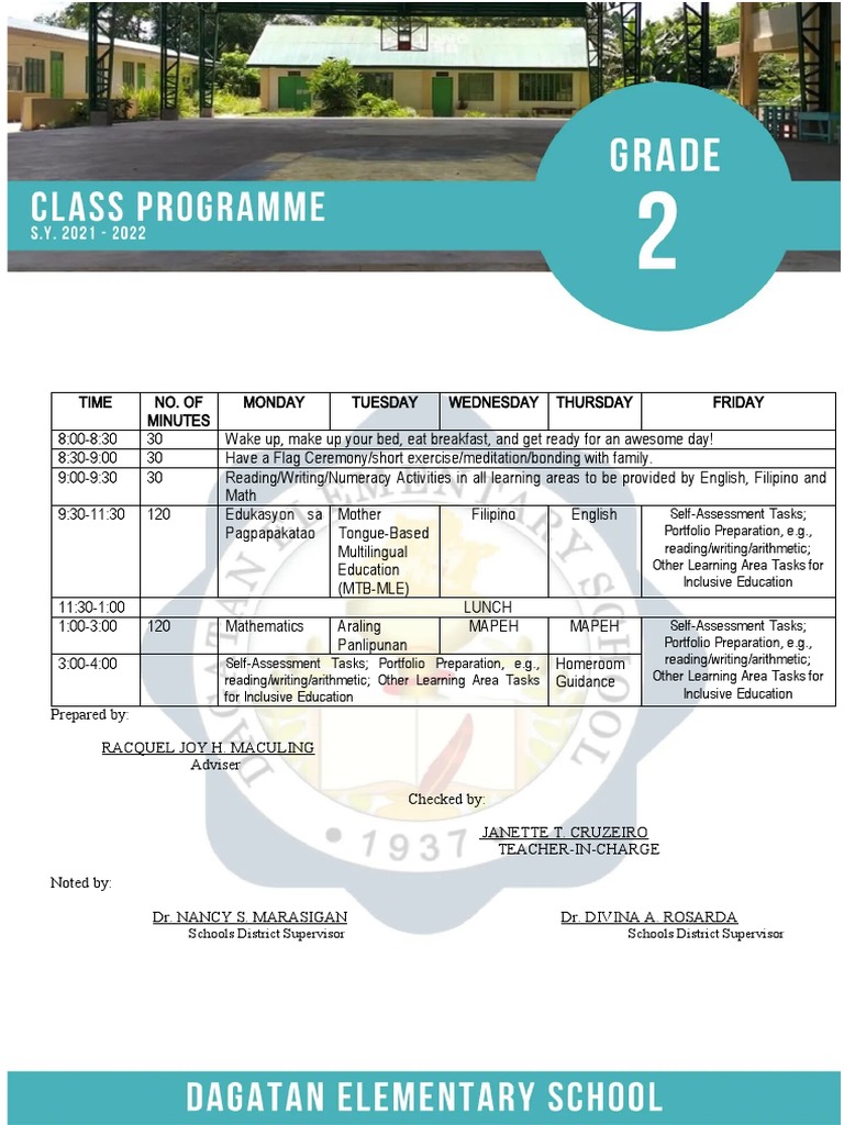 Weekly Schedule for Schools District Supervisor | PDF
