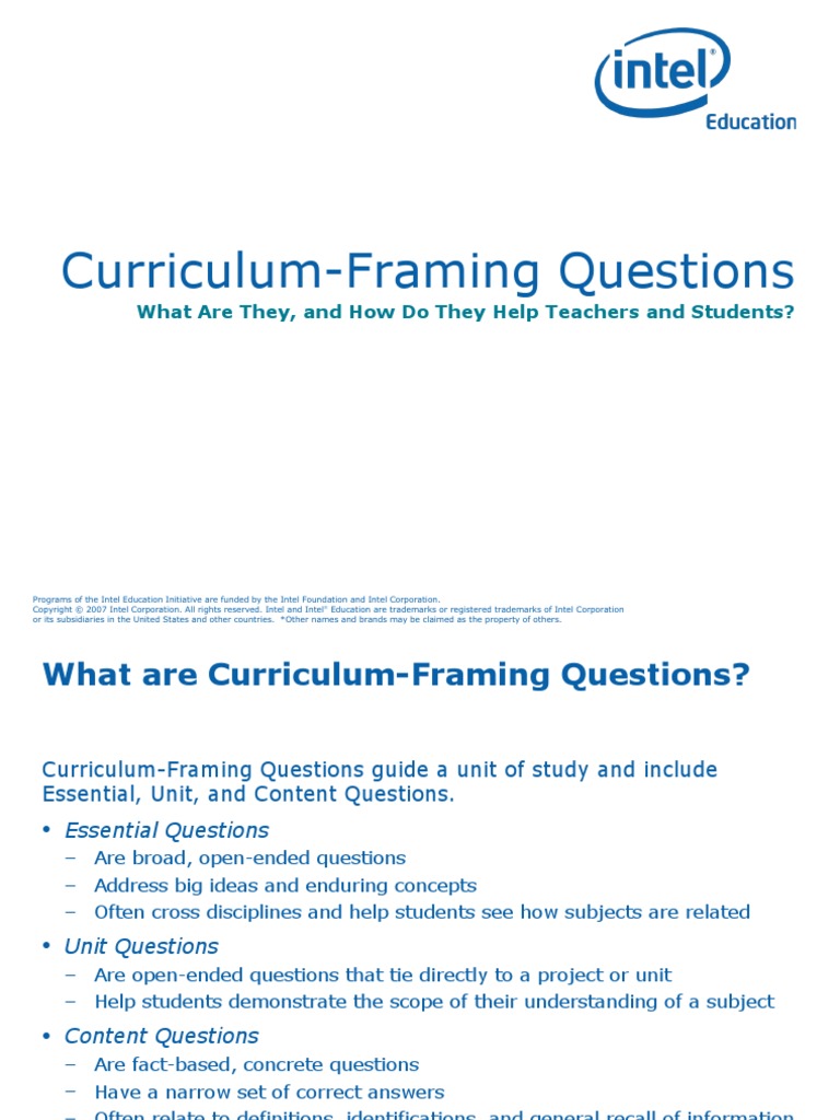 Curriculum Framing Questions | PDF | Trademark | Curriculum