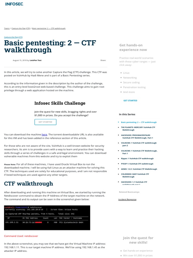 Basic Pentesting - 2 - CTF Walkthrough - Infosec Resources | PDF ...