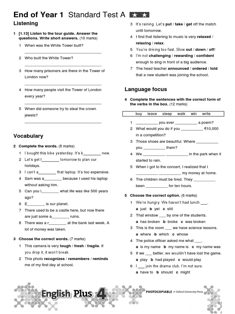 End of Year 1 Standard Test A | PDF | Crimes | Crime & Violence