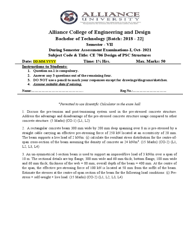 DPSC PP | PDF | Beam (Structure) | Prestressed Concrete