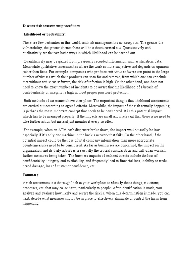 Risk Assessment Procedures Overview | PDF | Risk | Risk Assessment