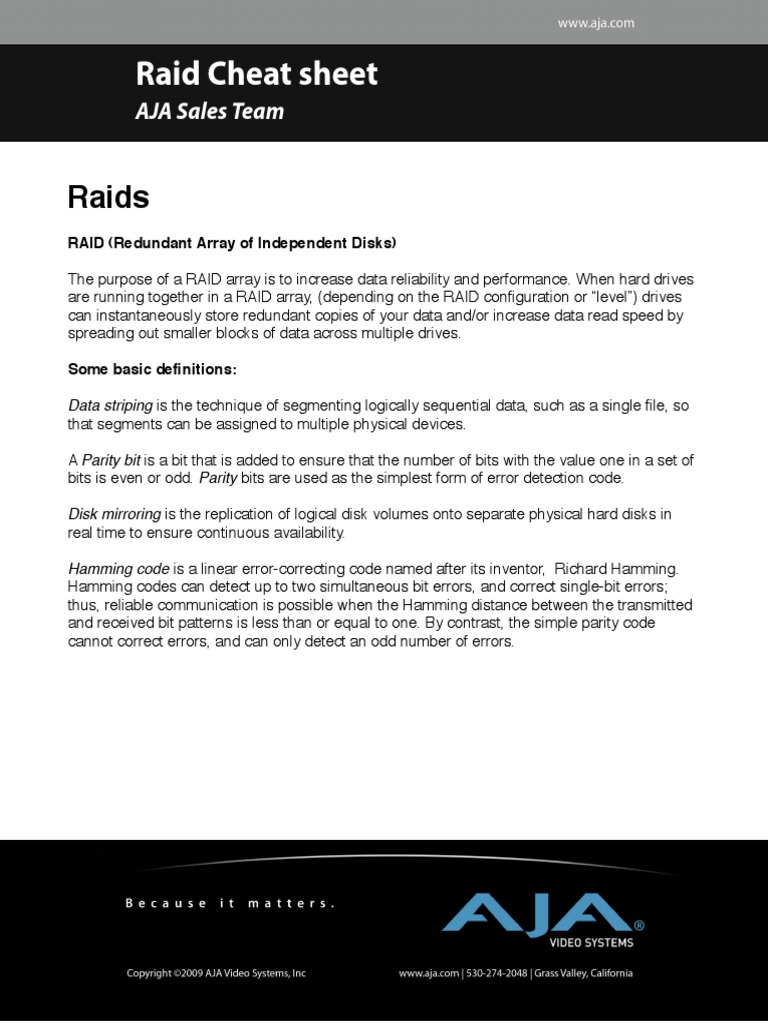 RAID Cheat Sheet | PDF | Computer Data | Computing