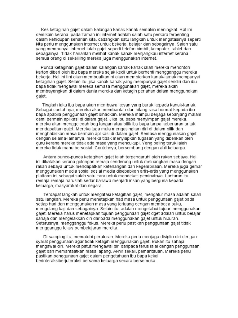 Kes Ketagihan Gajet Dalam Kalangan Kanak Pdf