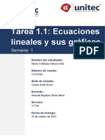 Ejercicios para Tarea 1.1 Ecuaciones Lineales y Sus Gráficas. 1.1