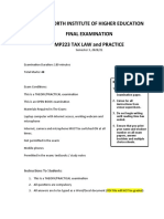 Wentworth Institute of Higher Education Final Examination Mp223 Tax Law and Practice