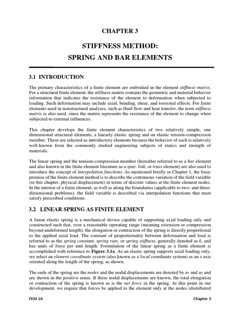 Stiffness Matrix for Spring Elements | PDF | Finite Element Method ...