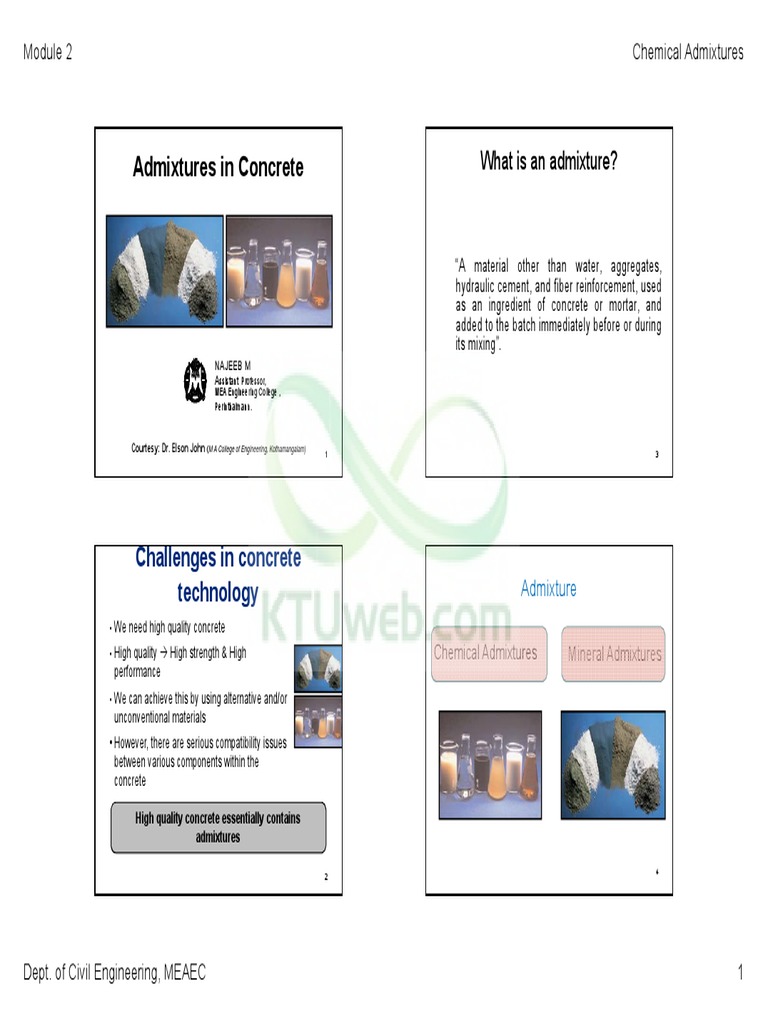 Chemical Admixtures in Concrete | PDF | Concrete | Cement
