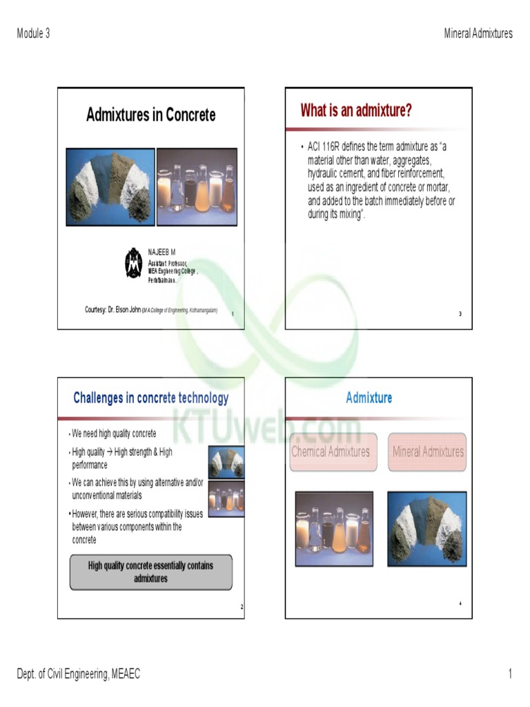 Mineral Admixtures in Concrete | PDF | Concrete | Cement