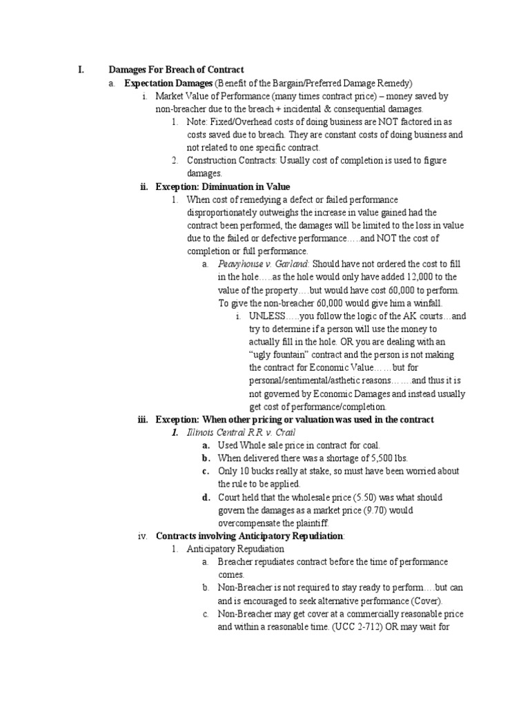 Breach of Contract Damages Explained | PDF | Estoppel | Damages