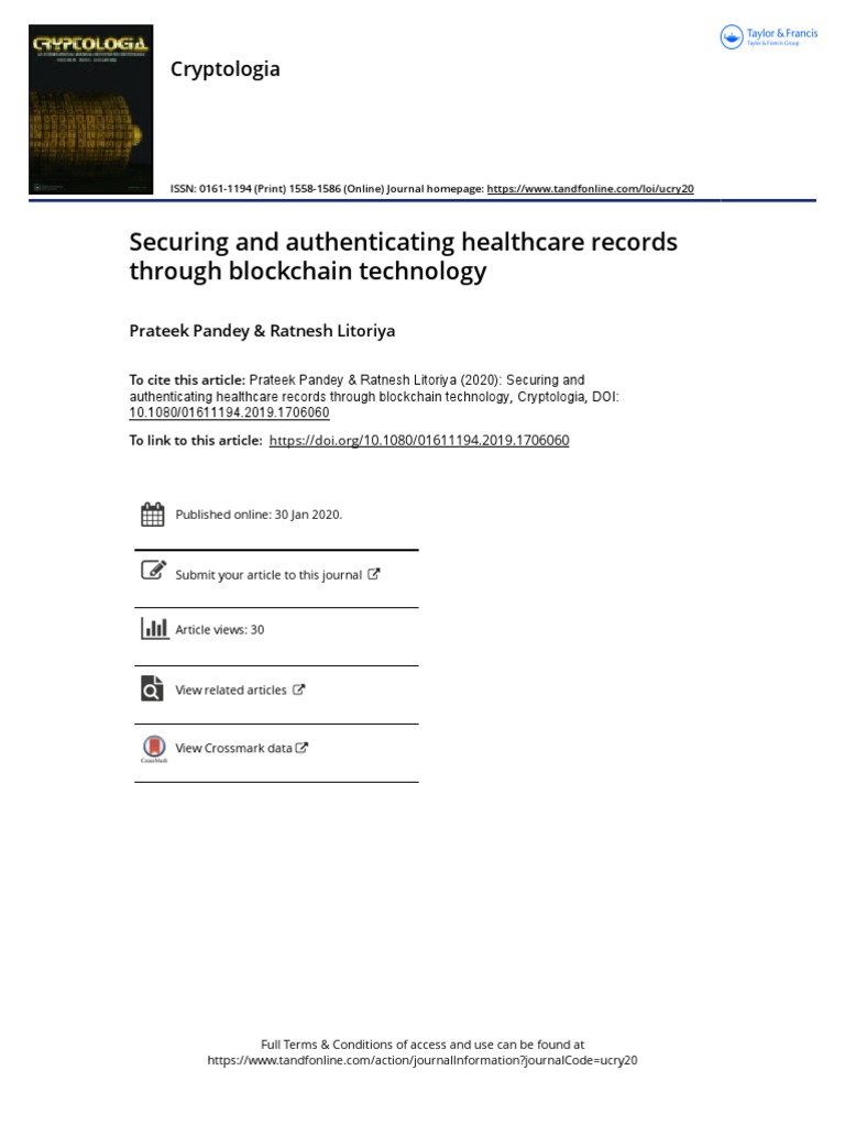 Securing and Authenticating Healthcare Records PDF Electronic