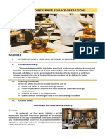 Module 1 Restaurant and Food Service Industry
