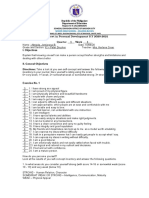 Worksheet in Personal Development S.Y 2020-2021 Quarter - 1 - Week - 1