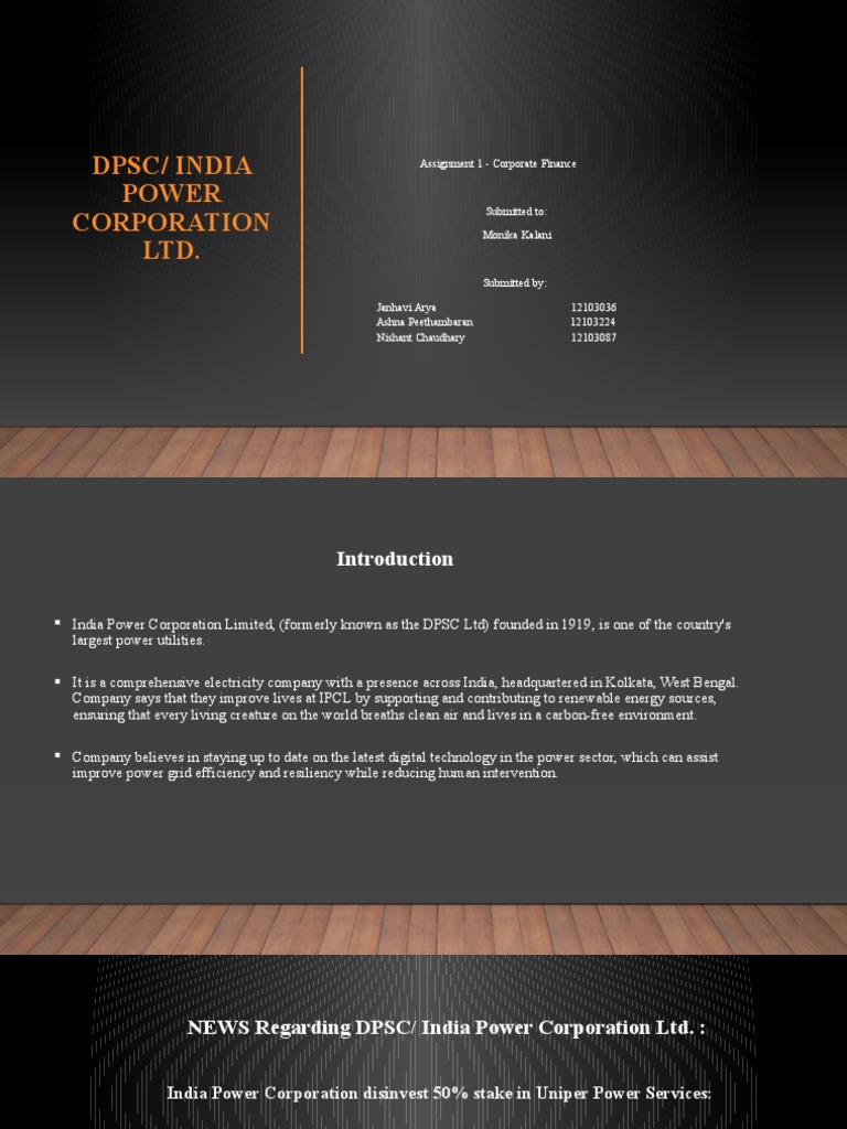 DPSC/ India Power Corporation LTD | PDF | Renewable Energy | Corporations