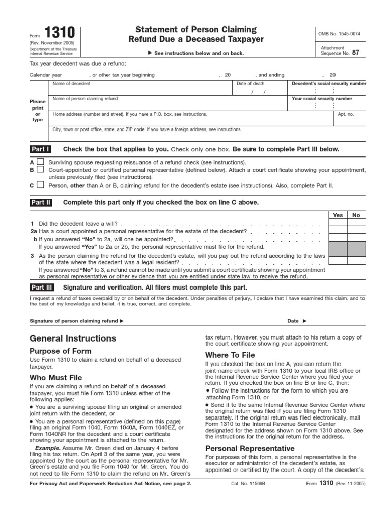 US Internal Revenue Service: f1310 Accessible | PDF