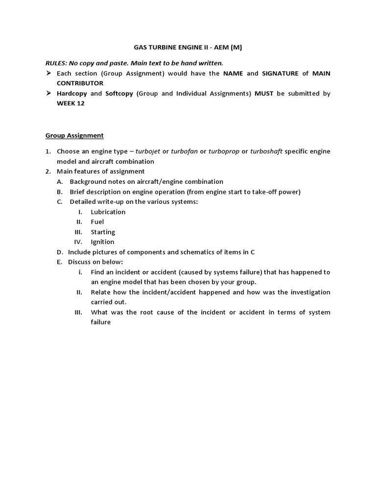 Gas Turbine Engine Assignment Guide | PDF | Engines | Ignition System