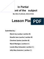 In Partial Fulfillment of The Subject: Lesson Plan