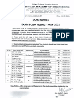 Exam Notice: Exam Form Filling May-2021