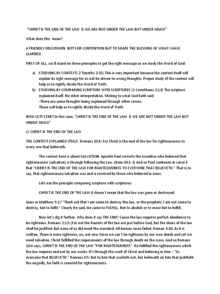 the end of the law is christ