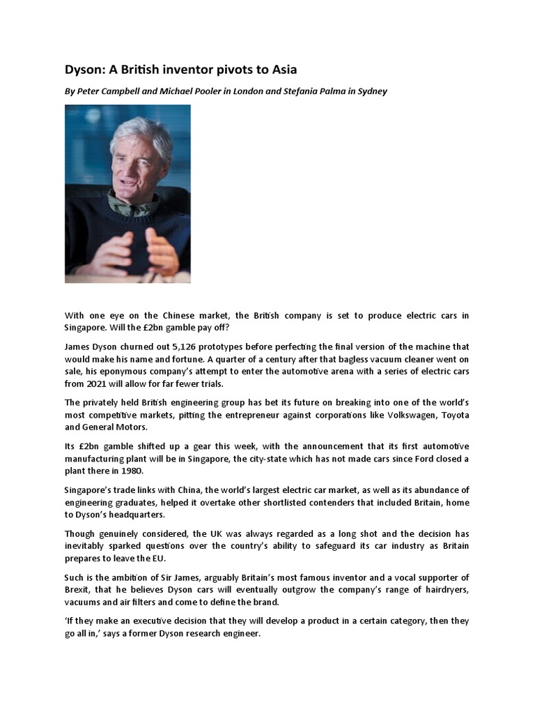 Assignment 1 Case Study - Dyson | PDF | Car | Taxes