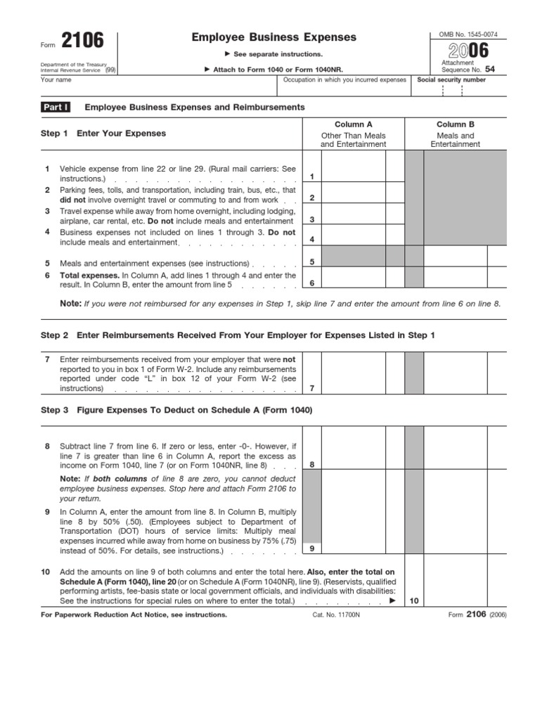 US Internal Revenue Service: f2106 Accessible | PDF | Depreciation ...