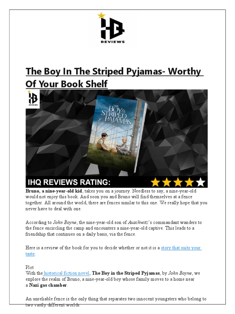 The Boy in The Striped Pyjamas - Worthy of Your Book Shelf | PDF