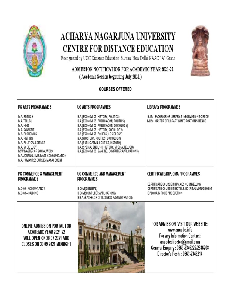 Acharya Nagarjuna University: Centre For Distance Education | PDF ...