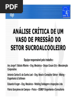 Análise critica de um vaso de pressão do setor sucroalcooleiro