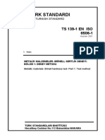 TS 139-1 EN ISO 6506-1 İPTAL Metalik Malzemeler- Brinell Sertlik Deneyi- Bölüm 1 Deney Metodu 