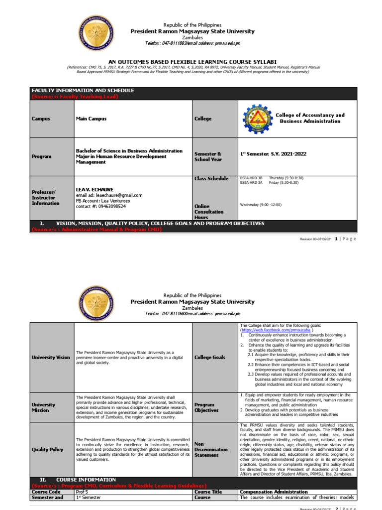 PRMSU Course Syllabi Overview | PDF | Academic Dishonesty | Pinyin