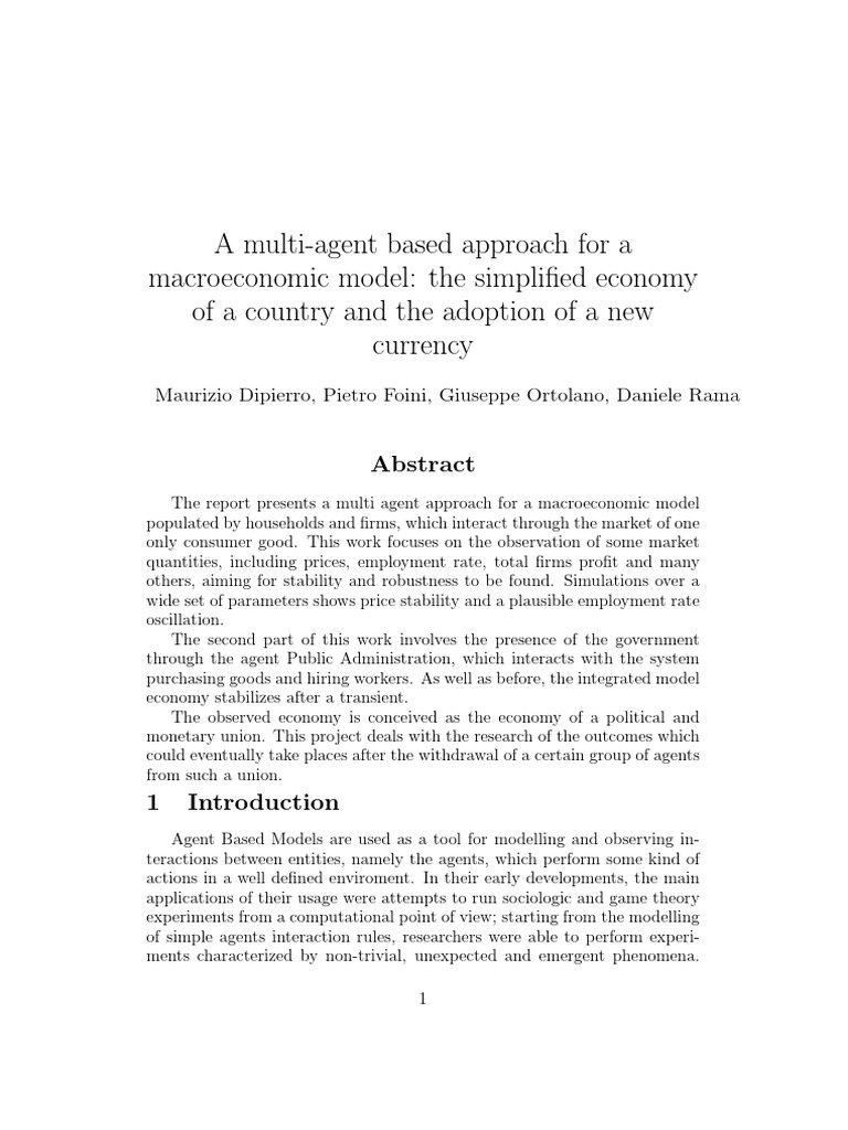 A MultiAgent Based Approach For A Macroeconomic Model The Simplified