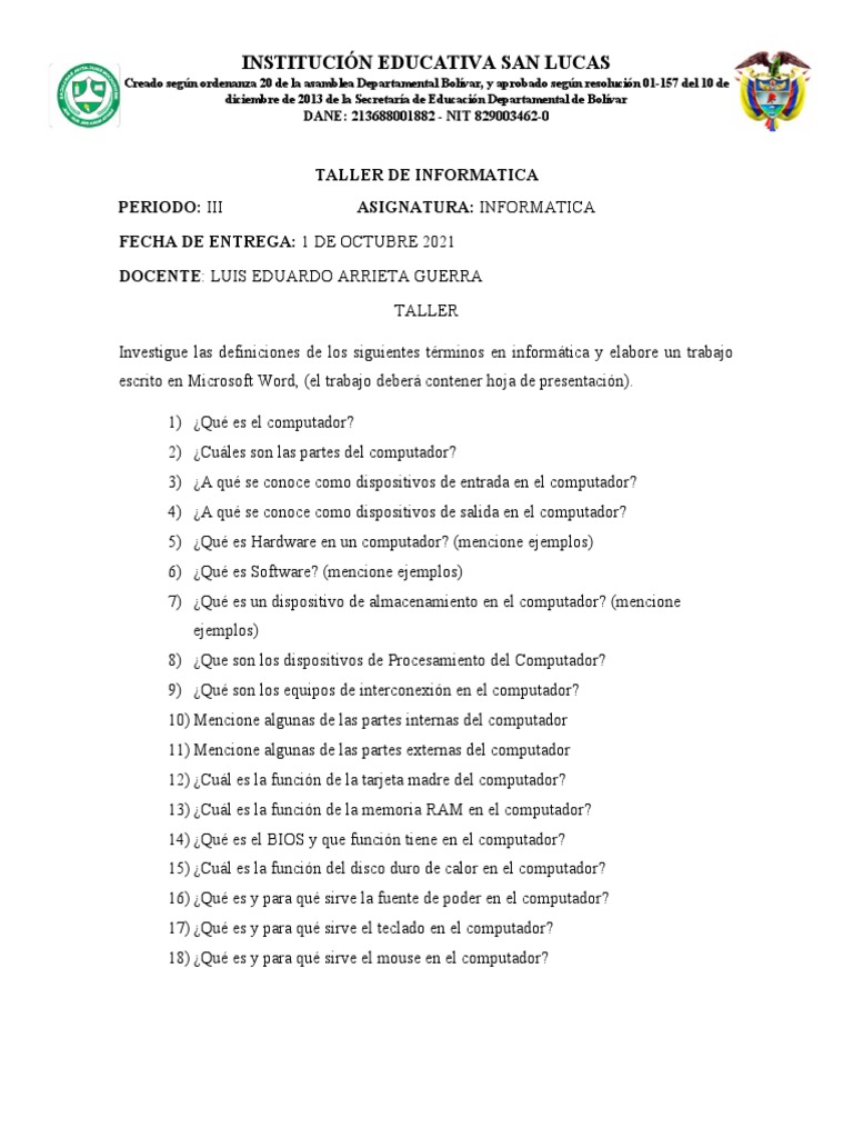 Taller de Informatica | PDF | Informática