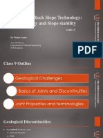 MN6122 Rock Slope Technology: Geology and Slope Stability: Class - 9