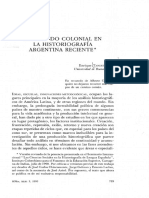El Periodo Colonial en La Historiografia Argentina Reciente
