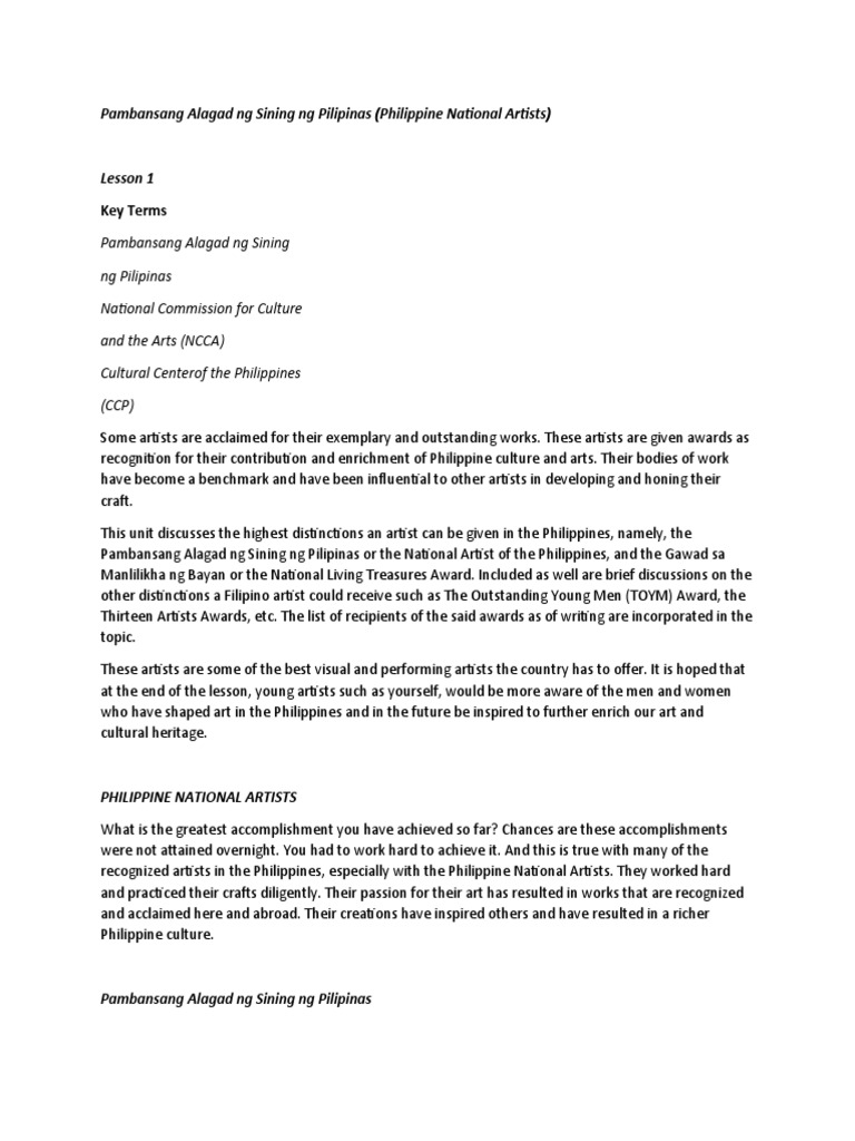 Key Terms: Pambansang Alagad NG Sining NG Pilipinas (Philippine ...