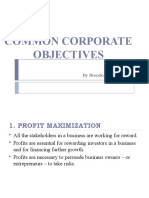 Common Corporate Objectives: by Brendon Tazvinga