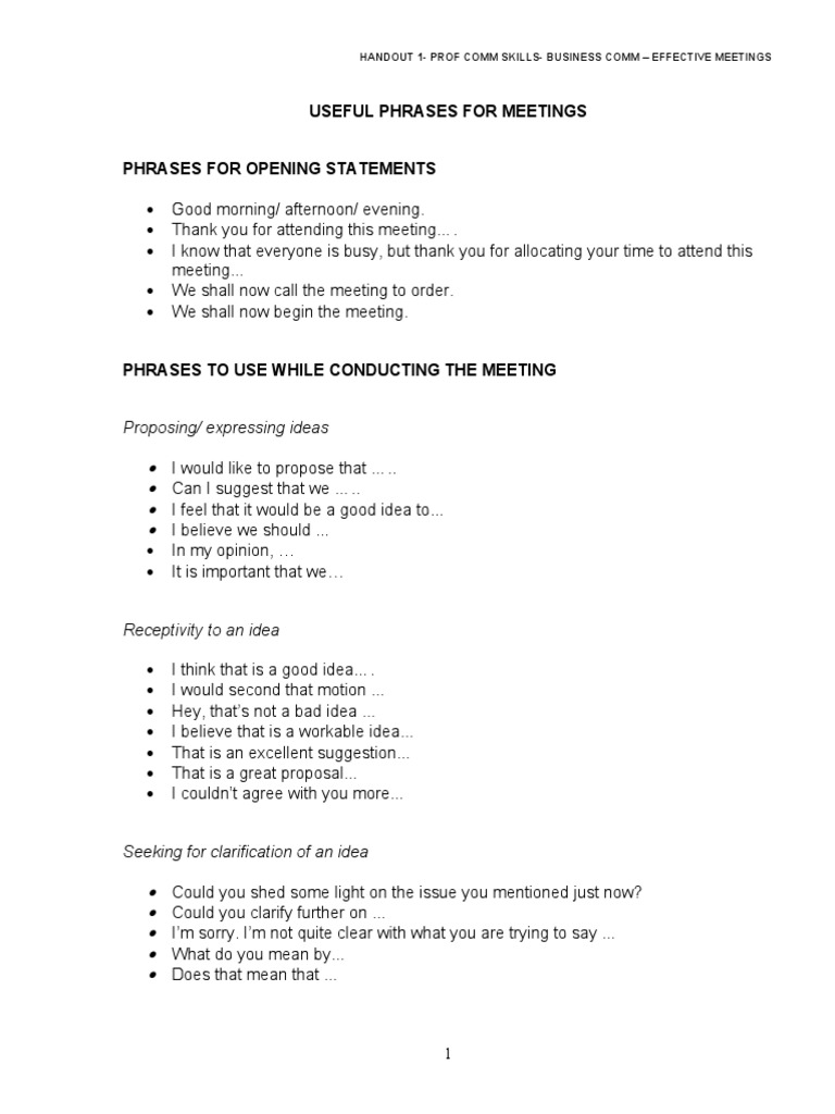 24 Words And Phrases For Group Meetings – PEHFP