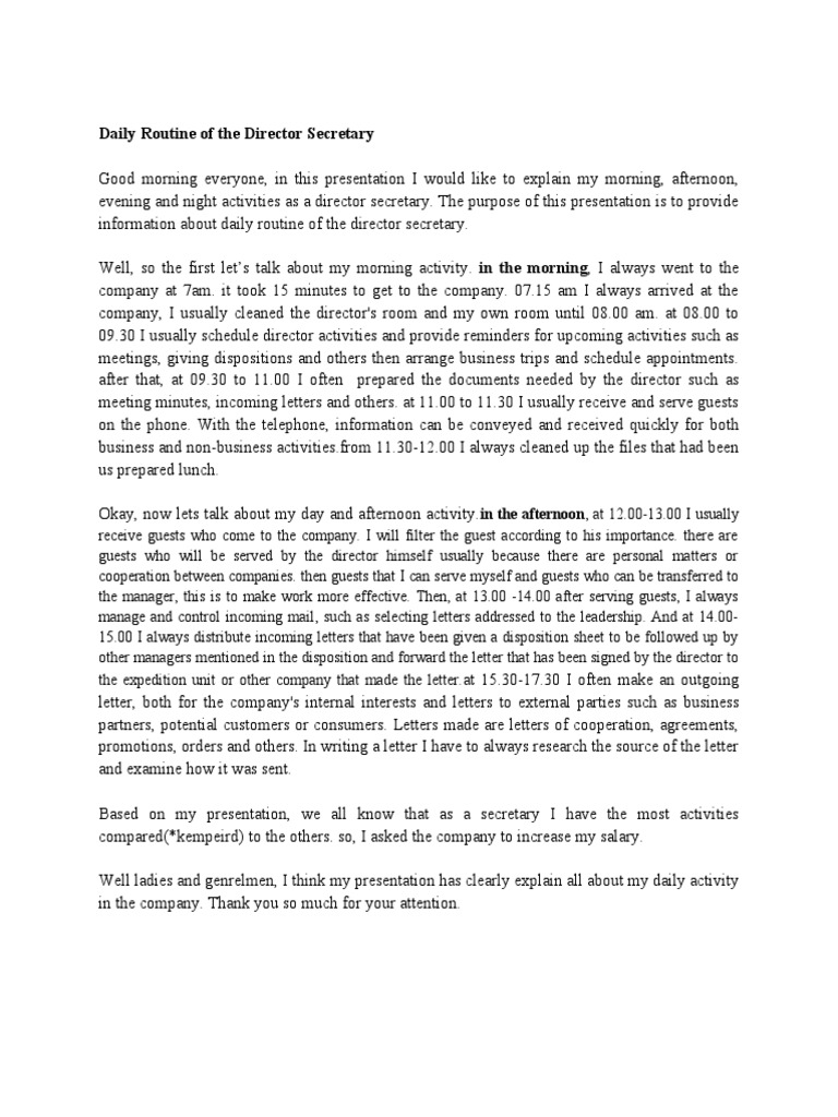 Daily Routine in Company | PDF