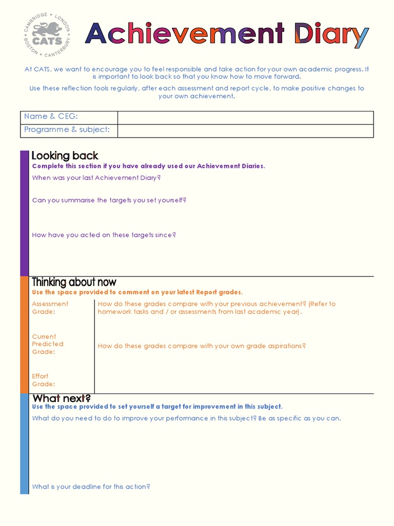Achievement Diary 2020 Canvas | PDF | Career & Growth | Self-Improvement
