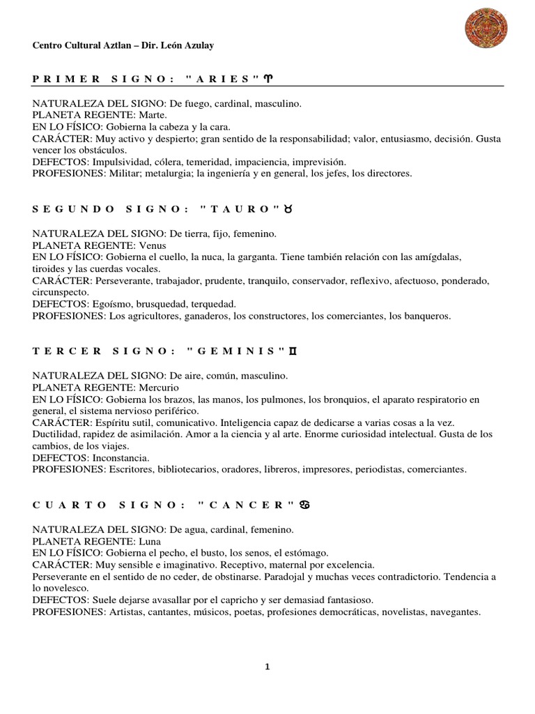 Los 12 Signos Del Zodíaco | PDF