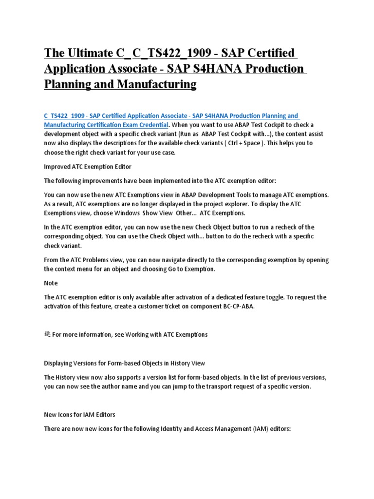 The Ultimate C C TS422 1909 SAP Certified Application Associate The Ultimate C C TS422 1909 SAP Certified Application Associate